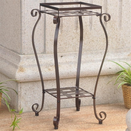 International Caravan Iron Square Plant Stand, Bronze 3446-27-HD-BZ